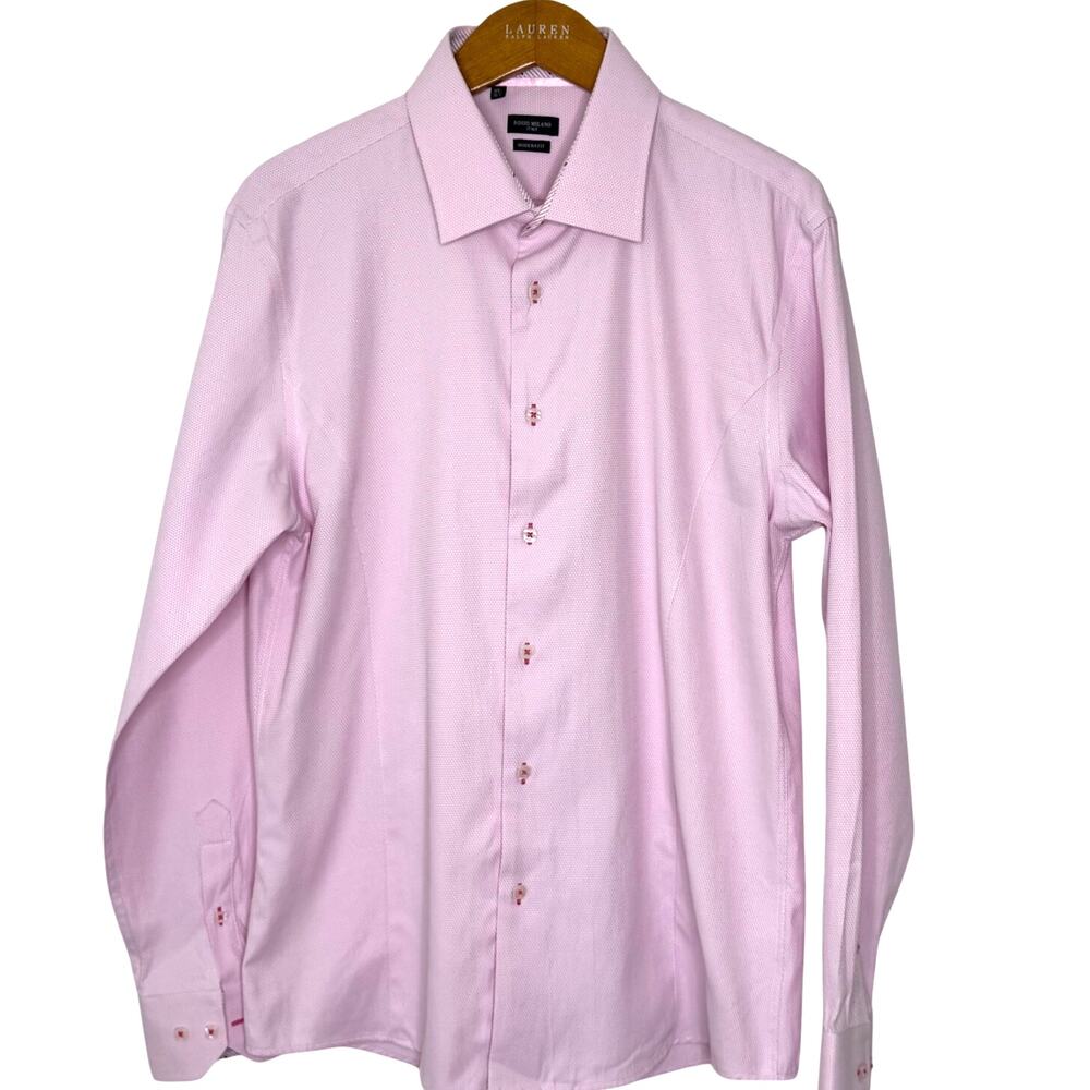 Rosso‎ Milano Modern Fit Shirt Button Front Mens XL Pink